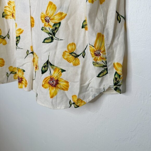 Van Heusen Split Neck Floral Print Blouse Top Linen Blend Size XXL NWTO - Picture 4 of 5